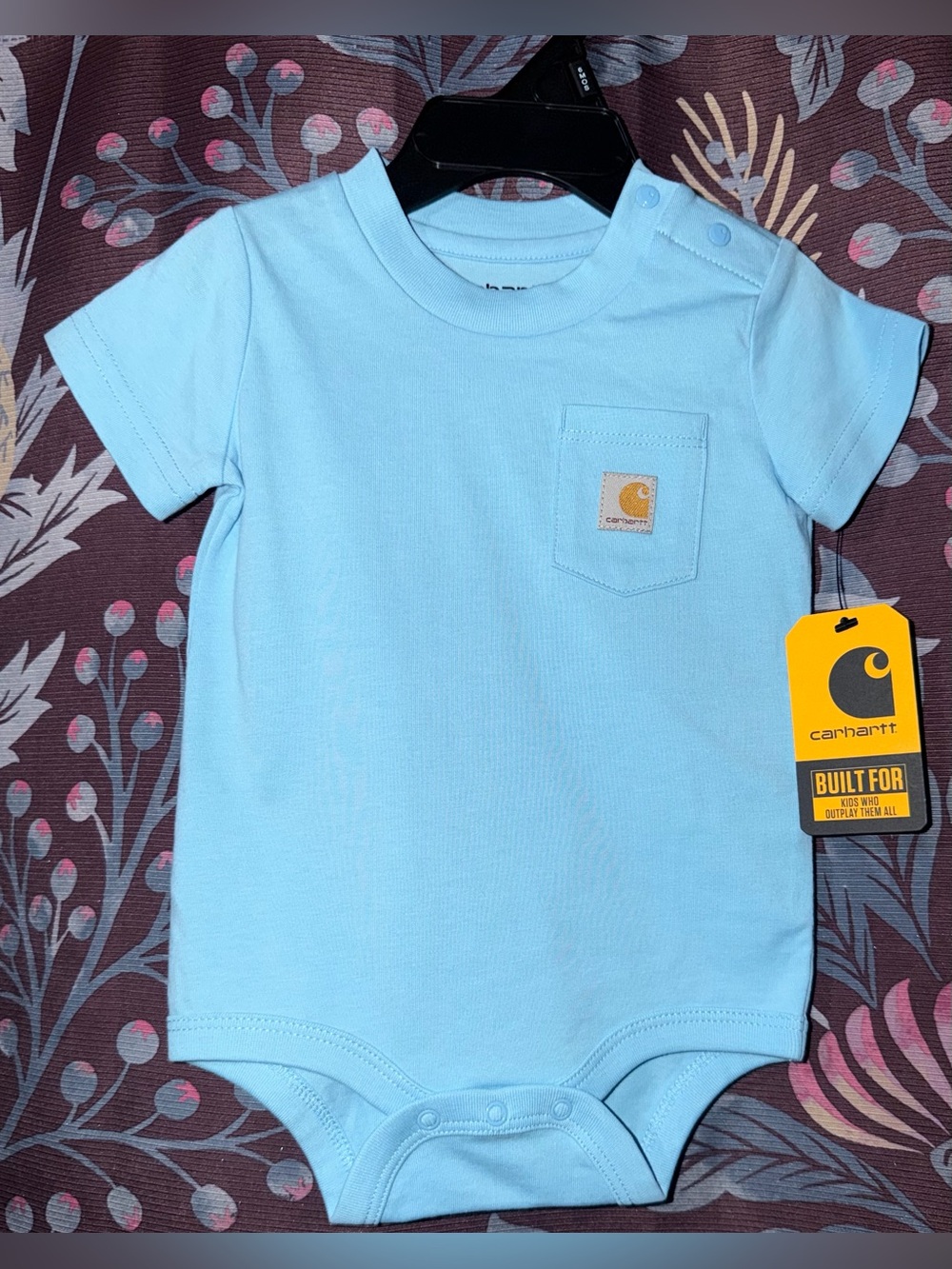 Carhartt Light Blue Short-Sleeve Pocket Bodysuit